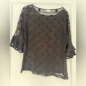Kate Spade Sheer Black Polka Dot Blouse
